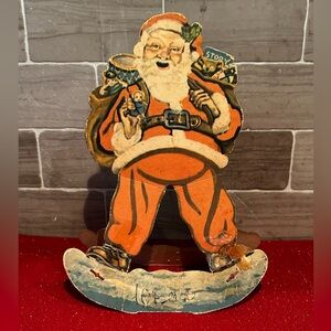 Vintage Die Cut Santa Stand Up Cardboard Cut Out Figure from the 50’s or 60’s